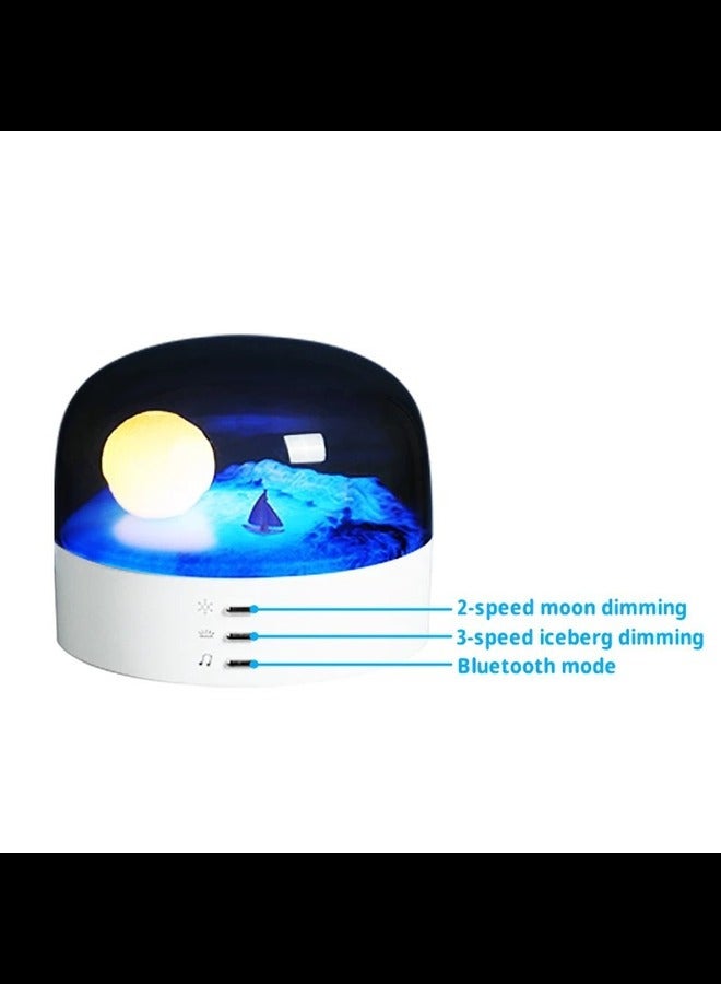 Moon Landscape Night Light 1200mAh LED Table Lamp Bluetooth Rechargeable