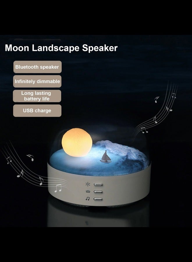 Moon Landscape Night Light 1200mAh LED Table Lamp Bluetooth Rechargeable