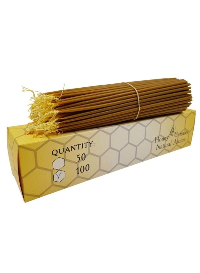Talisman4U 100 Natural Pure Beeswax Taper Candles 9 Inch Tall Church Jerusalem Holy Land Scented Candle Gift Box