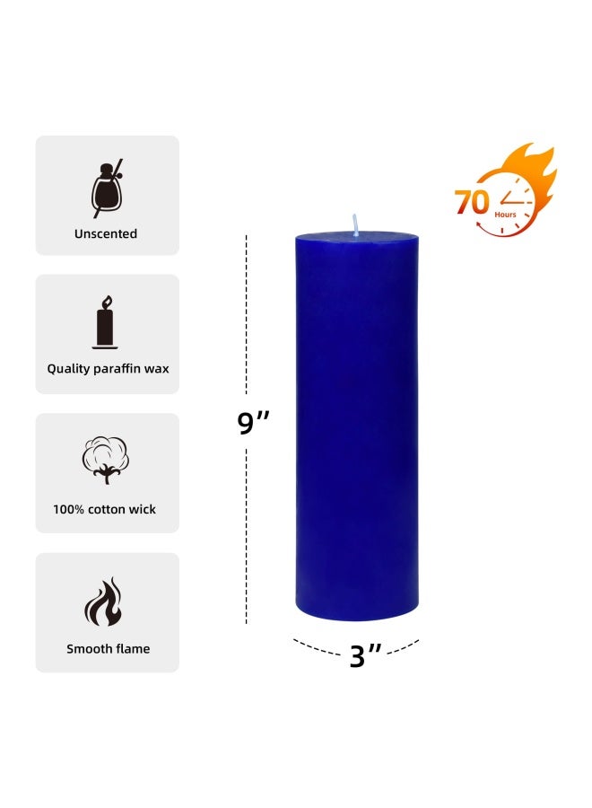 110 Hour Burn Time Pillar Candle 3 By 9 Inch Blue