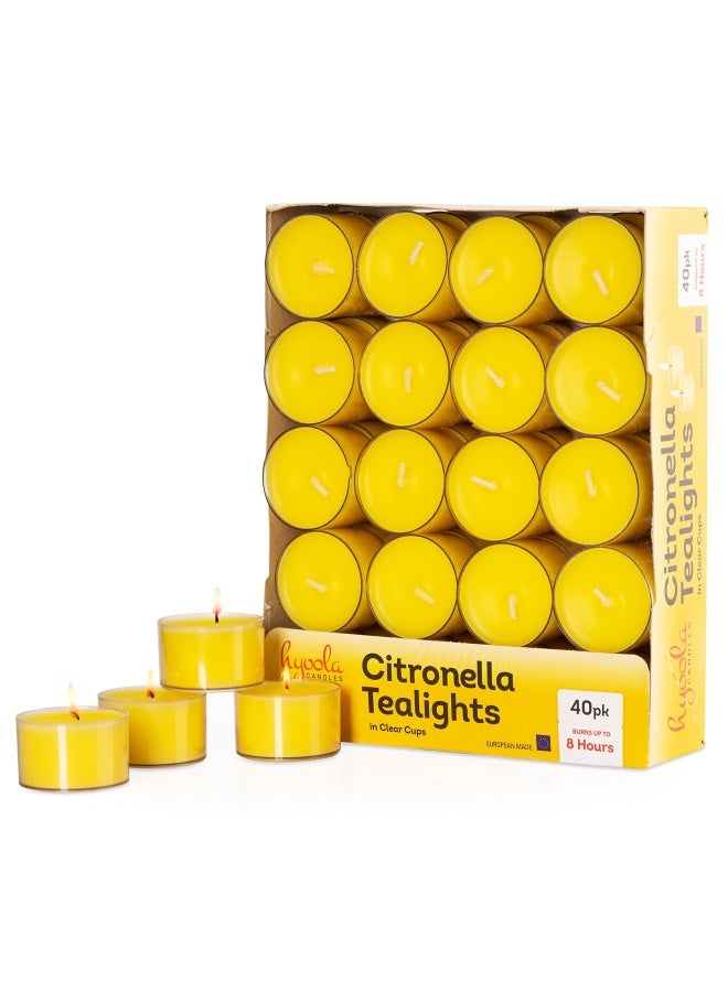 Tealight Citronella Candles Outdoor 8 Hour Burn Time Indoor And Outdoor Mosquito Insect And Bug Repellent Citronella Candle Natural Fresh Scent Decorative In Clear Cup 40 Pack