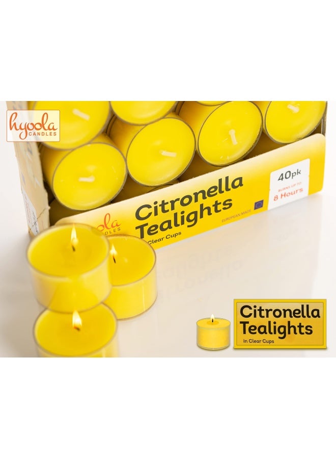 Tealight Citronella Candles Outdoor 8 Hour Burn Time Indoor And Outdoor Mosquito Insect And Bug Repellent Citronella Candle Natural Fresh Scent Decorative In Clear Cup 40 Pack