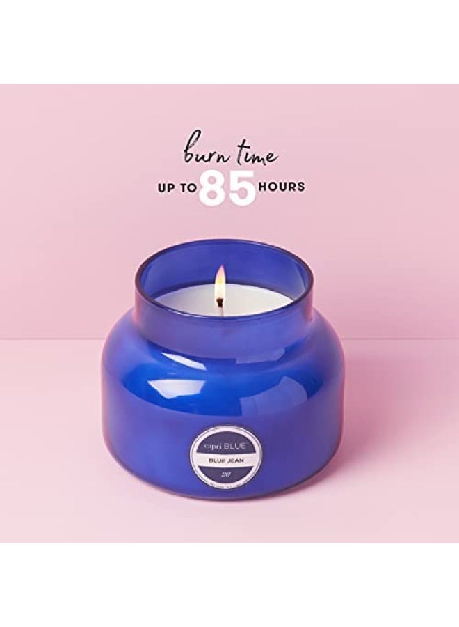 Capri Blue Blue Jean Scented Candle 19 Oz Blue Signature Jar Candle Luxury Aromatherapy Candle Glass Candle With Soy Wax Blend