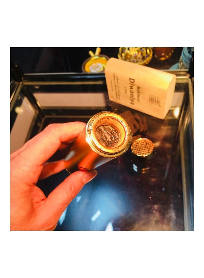 Portable Bakhoor Incense Burner With USB Charging Gold 3.5x3.5x14centimeter