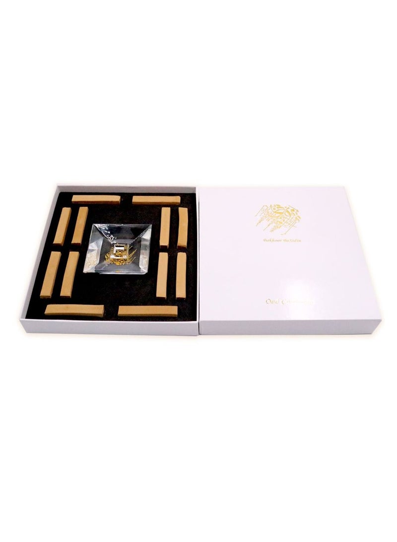 Bakhoor BoSidin – Luxurious Oud Gift Set with Square Crystal Burner and 12pcs Square Oud