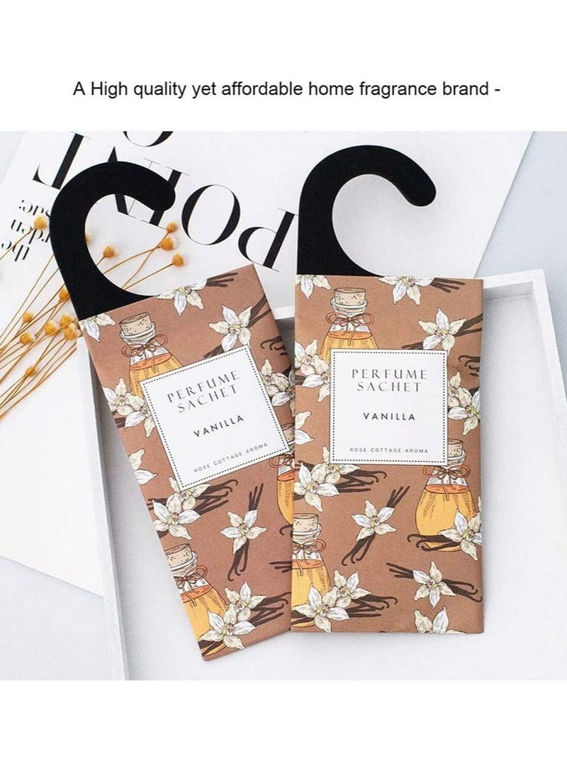 Vanilla Hanging Sachet Closet Deodorizer 1 Pack 12 Pcs Scent Sachet Drawer Freshener Closet Air Freshener Scented Deodorizer Freshener for Home Car Long Lasting Scented Sachets Smell Goods