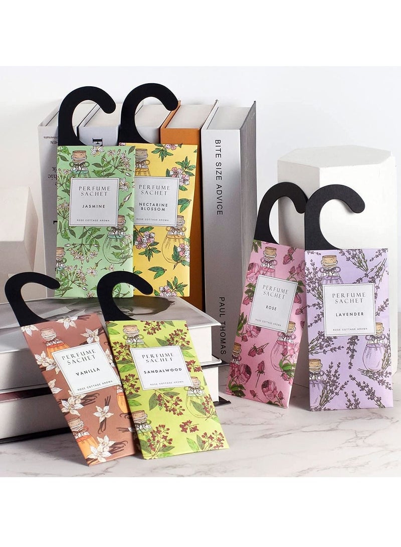 Vanilla Hanging Sachet Closet Deodorizer 1 Pack 12 Pcs Scent Sachet Drawer Freshener Closet Air Freshener Scented Deodorizer Freshener for Home Car Long Lasting Scented Sachets Smell Goods