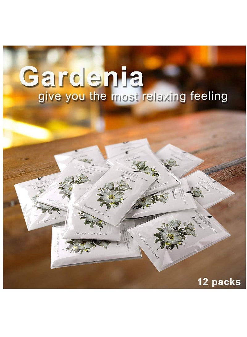 Gardenia Sachet 1Box 12Pcs Scented Sachets Air Freshener for Drawer and Closet Long Lasting Sachets Bags Drawer deodorizers Fresh Scents Home Fragrance Sachet for Lover Home Car Fragrance Product