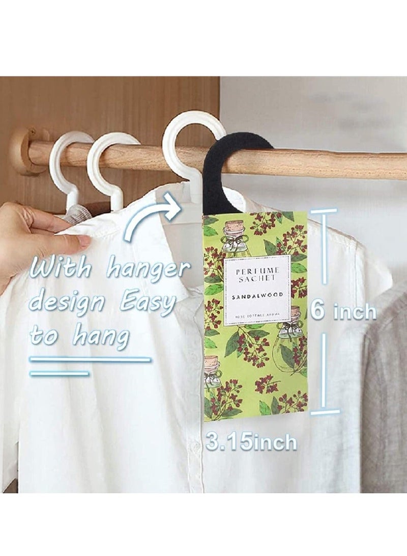 Sandalwood Hanging Sachet Closet Deodorizer 1 Pack 12 Pcs Scent Sachet Drawer Freshener Closet Air Freshener Scented Deodorizer Freshener for Home Car Long Lasting Scented Sachets Smell Goods