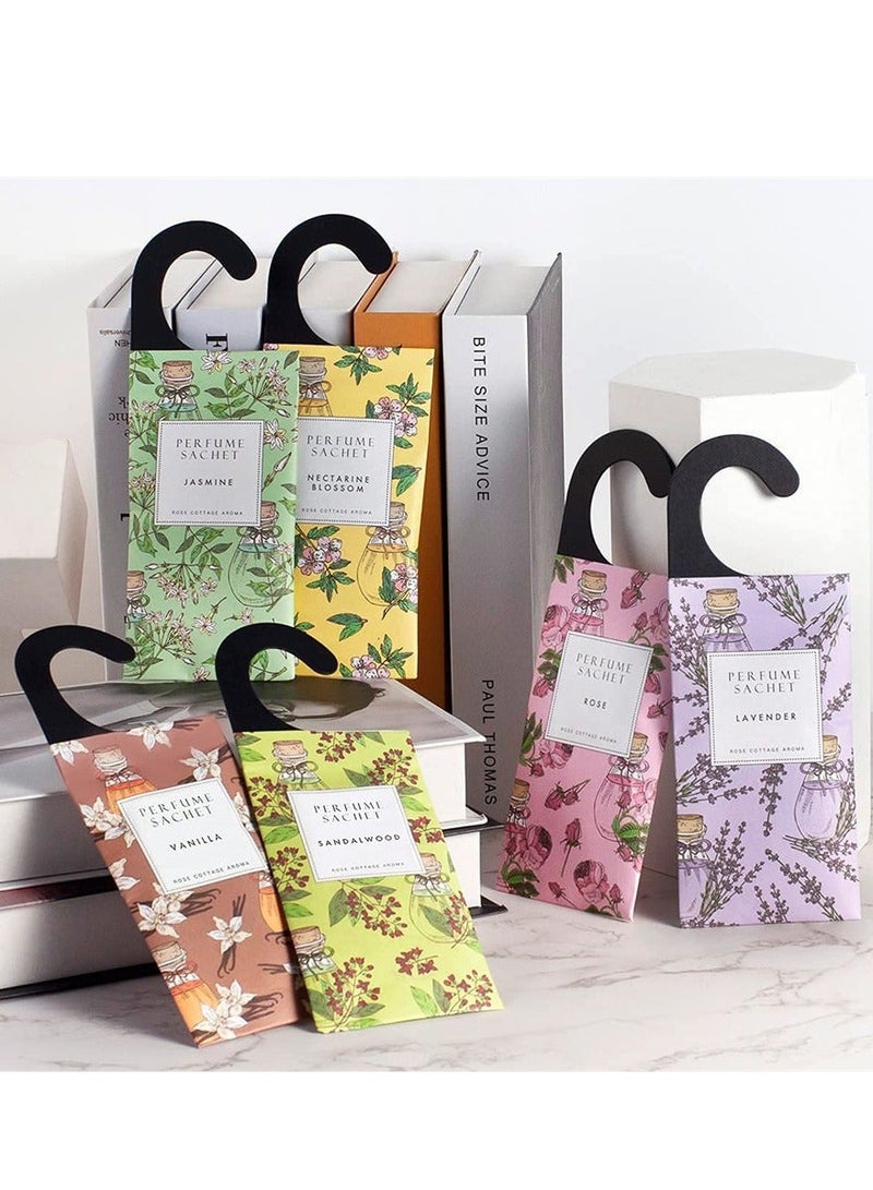 Sandalwood Hanging Sachet Closet Deodorizer 1 Pack 12 Pcs Scent Sachet Drawer Freshener Closet Air Freshener Scented Deodorizer Freshener for Home Car Long Lasting Scented Sachets Smell Goods