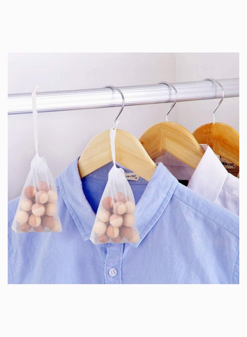 Cedar Balls, Natural Aromatic Red Wooden Moth Balls Anti Freshener & Deodoriser for Wardrobes Clothes Storage Drawer Wardrobe Accessories with 5 Satin Bags (30Pcs)