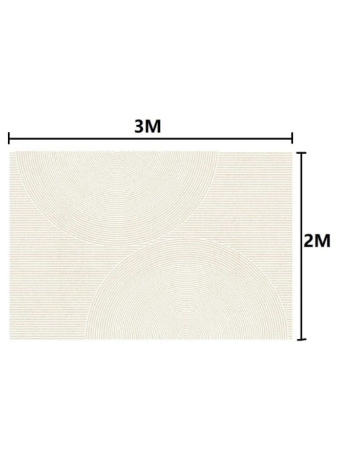 Cream Area Rug for Bedroom Living Room, Water-proof Modern Large Rug Non-Slip Carpet Multisize Geometric Pad Oriental Mat 200 x 300cm