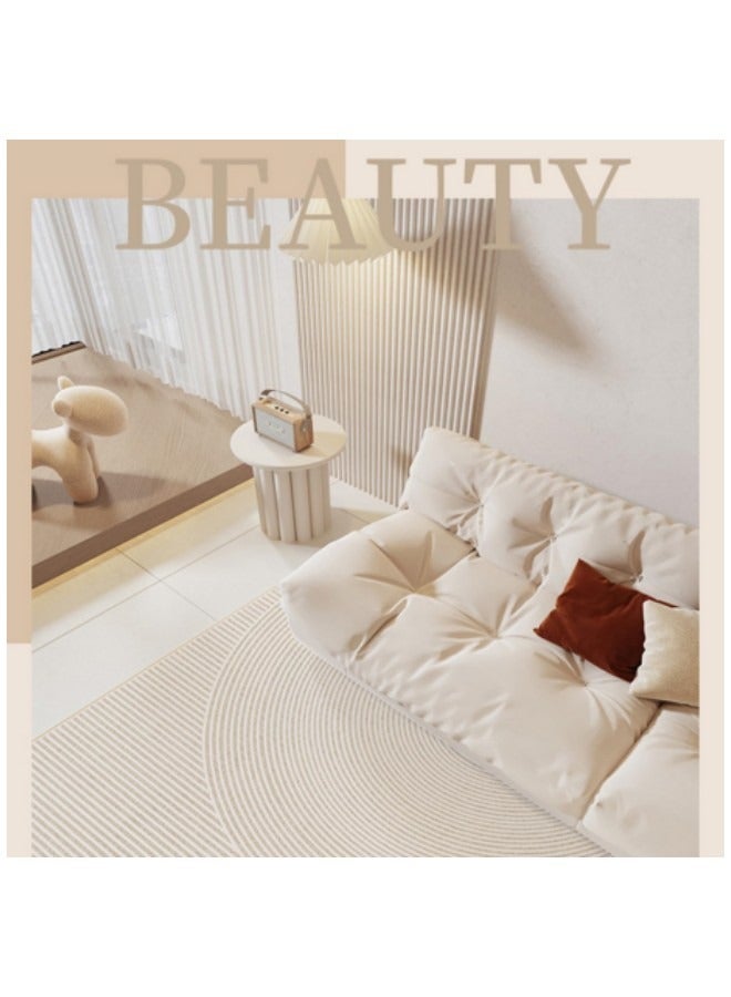 Cream Area Rug for Bedroom Living Room, Water-proof Modern Large Rug Non-Slip Carpet Multisize Geometric Pad Oriental Mat 200 x 300cm