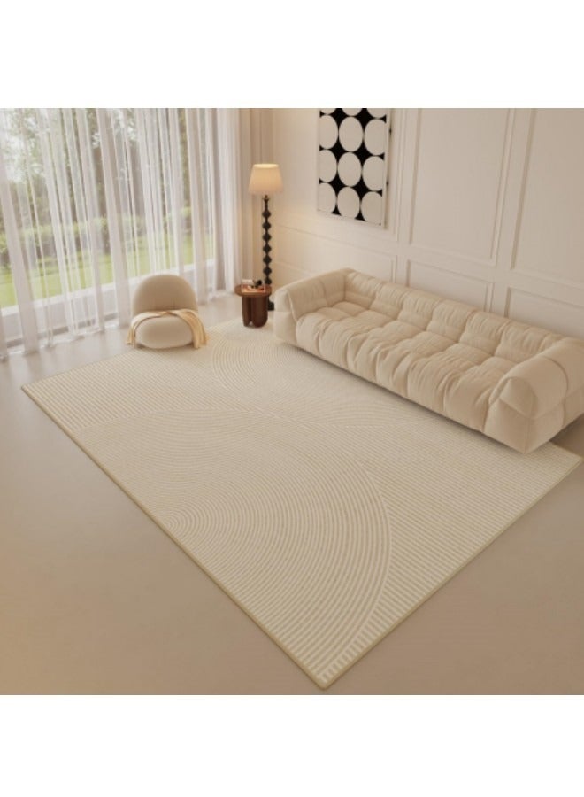 Cream Area Rug for Bedroom Living Room, Water-proof Modern Large Rug Non-Slip Carpet Multisize Geometric Pad Oriental Mat 200 x 300cm