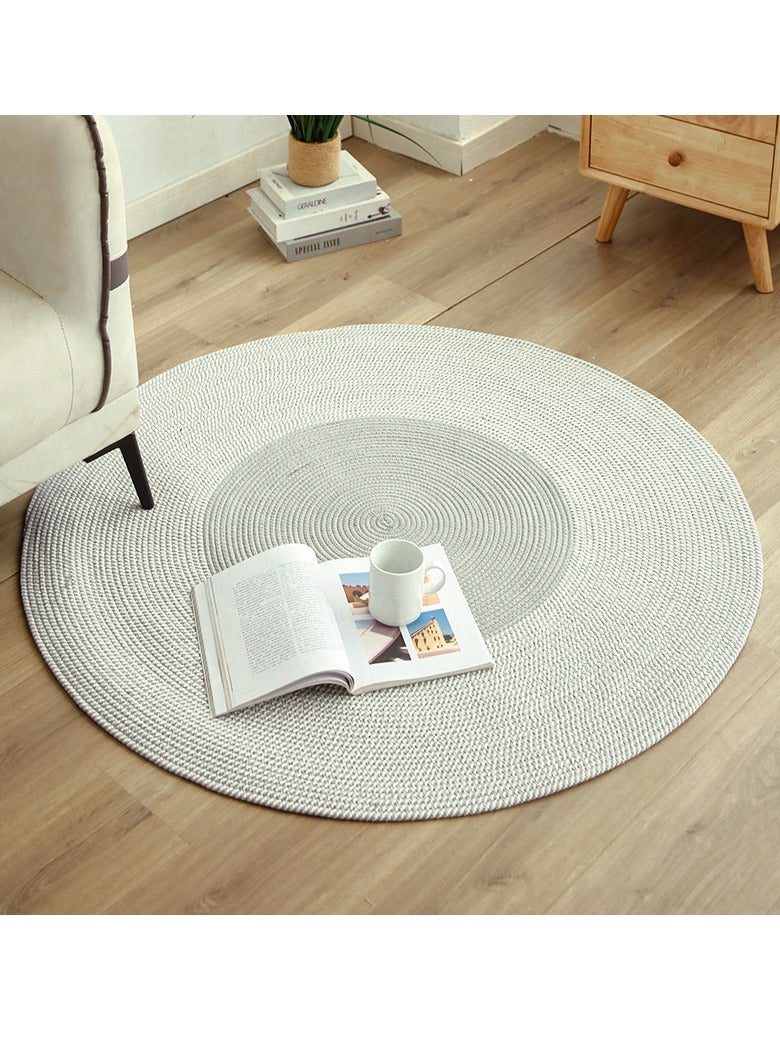 Hand Woven Jute Tassel Round Living Room Carpet With Anti Slip Bottom (Size 80CM)