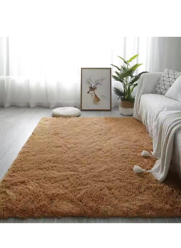 Modern Wool Fluffy Floor Mat Carpet with Anti slip High Pile Bottom with Upgraded Foam (Size 120×160CM)