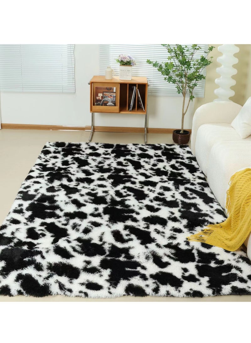 Modern Wool Fluffy Floor Mat Carpet with Anti slip High Pile Bottom with Upgraded Foam (Size 120×160CM)