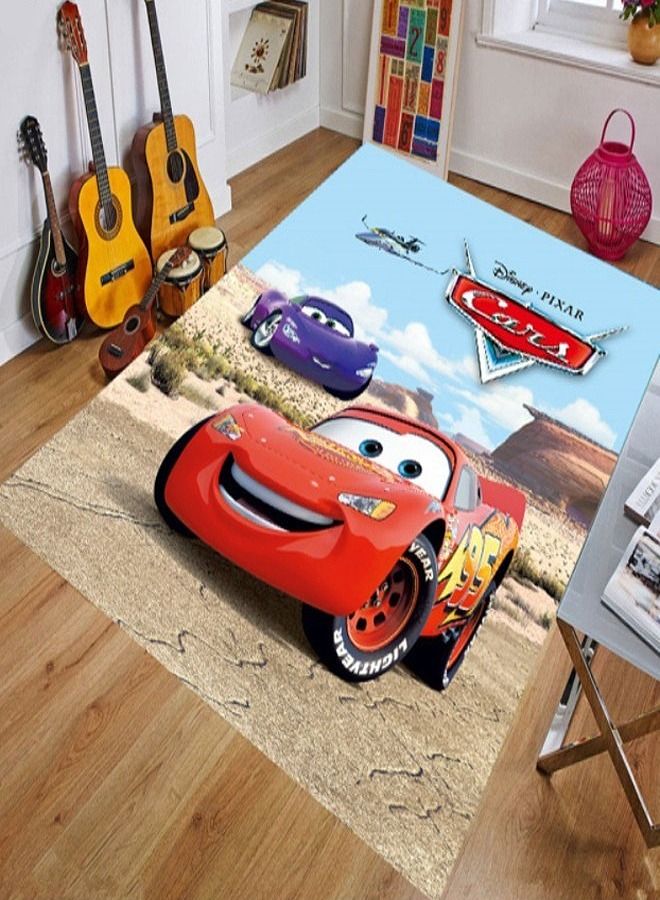 Creative Sports Car Cartoon Theme Baby Play Mat Kids Room Carpet Super Absorbent Decoration Rug for Bedroom Easy to Clean Playing Area Mat 100 x 200 Centimeter