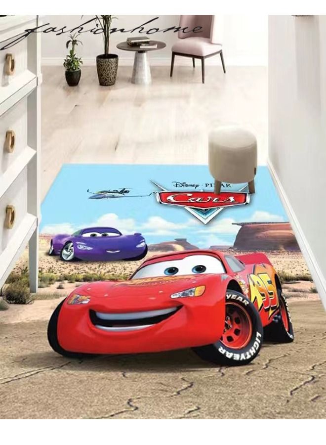 Creative Sports Car Cartoon Theme Baby Play Mat Kids Room Carpet Super Absorbent Decoration Rug for Bedroom Easy to Clean Playing Area Mat 100 x 200 Centimeter