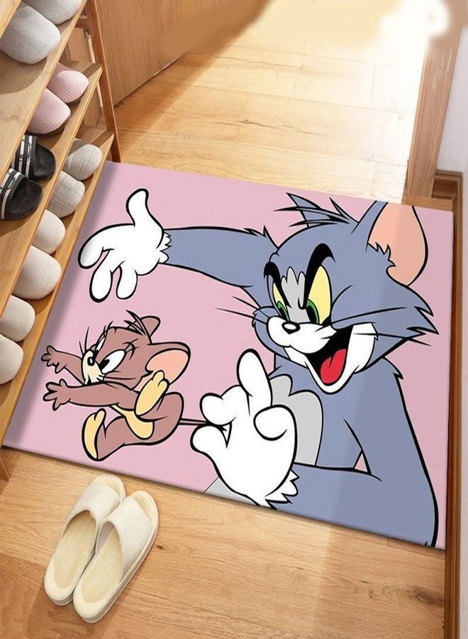 Classic Cartoon Tom and Jerry Theme Baby Play Mat Kids Room Carpet Super Absorbent Decoration Rug for Bedroom Easy to Clean Playing Area Mat 100 x 200 Centimeter