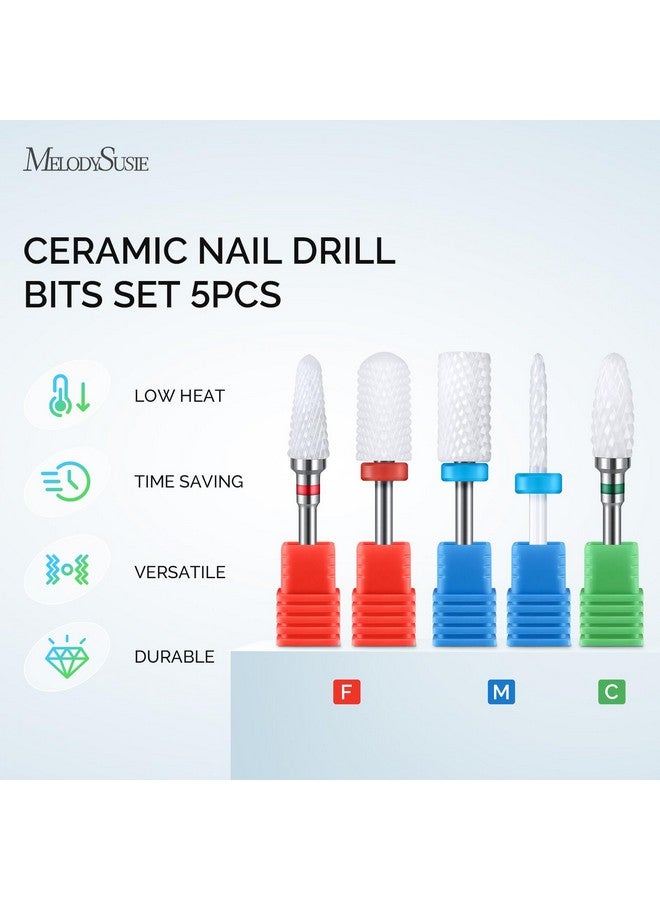 Ceramic Nail Drill Bits Set 332'' (2.35Mm) Professional Acrylic Nail File Drill Bit For Manicure Pedicure Cuticle Gel Nail Polishing 5Pcs