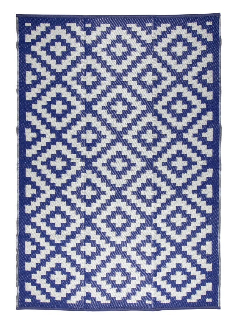 Stylisg Plastic Straw Carpets Rugs Courtyard Collection Border Design Blue/White Reversible, Camping Carpets, Plastic mat Floor Carpets Patio rugs Indoor/Outdoor Picnic Mat Straw Rugs Mat Area Rug with Bag - Bedroom Rugs Size 5'x7' Ft.