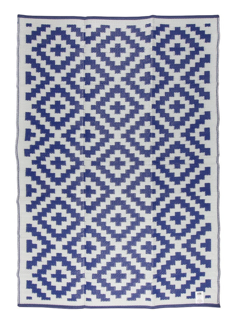 Stylisg Plastic Straw Carpets Rugs Courtyard Collection Border Design Blue/White Reversible, Camping Carpets, Plastic mat Floor Carpets Patio rugs Indoor/Outdoor Picnic Mat Straw Rugs Mat Area Rug with Bag - Bedroom Rugs Size 5'x7' Ft.