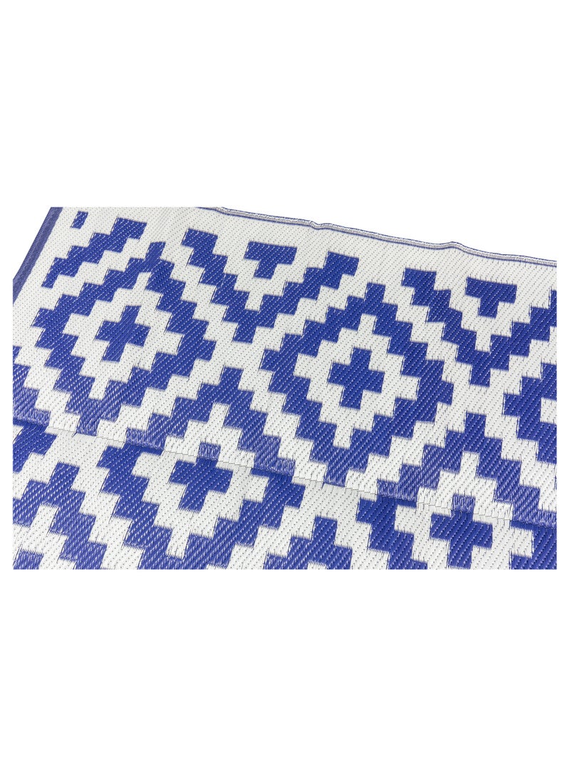 Stylisg Plastic Straw Carpets Rugs Courtyard Collection Border Design Blue/White Reversible, Camping Carpets, Plastic mat Floor Carpets Patio rugs Indoor/Outdoor Picnic Mat Straw Rugs Mat Area Rug with Bag - Bedroom Rugs Size 5'x7' Ft.