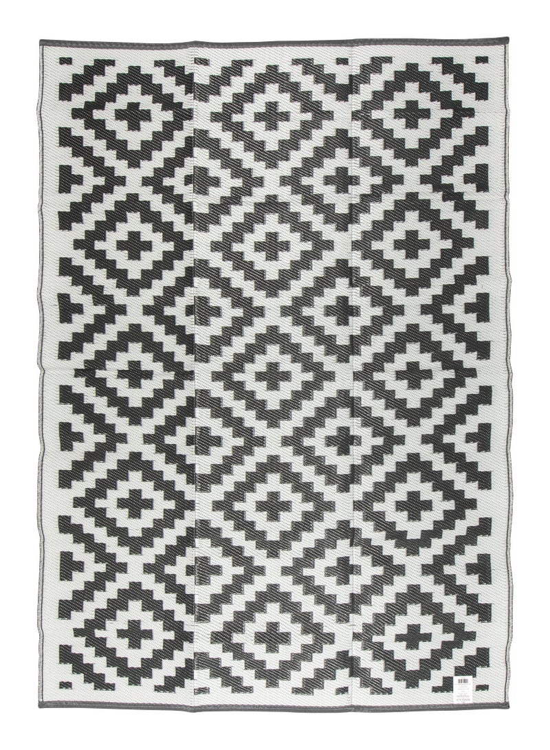 Stylisg Plastic Straw Carpets Rugs Courtyard Collection Border Design Gray/White Reversible, Camping Carpets, Plastic mat Floor Carpets Patio rugs Indoor/Outdoor Straw Rugs Mat Area Rug with Bag - Bedroom Rugs Size 9'x12' Ft.