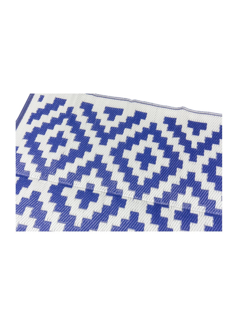 Stylisg Plastic Straw Carpets Rugs Courtyard Collection Border Design Blue/White Reversible, Camping Carpets, Plastic mat Floor Carpets Patio rugs Indoor/Outdoor Straw Rugs Mat Area Rug with Bag - Bedroom Rugs Size 9'x12' Ft.