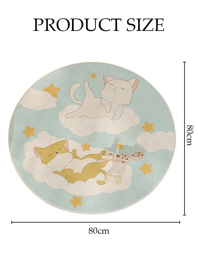 Round Rug, Funny Animals Large Non Slip Super Soft Plush Area Rug for Kids Room Playroom Nursery Bedroom, Educational Washable Circular Floor Mat for Home Room Decorative