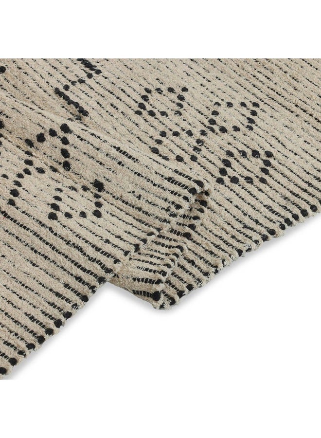 Luxor Intricate Handwoven Rug, Beige & Black - 120X180 Cm