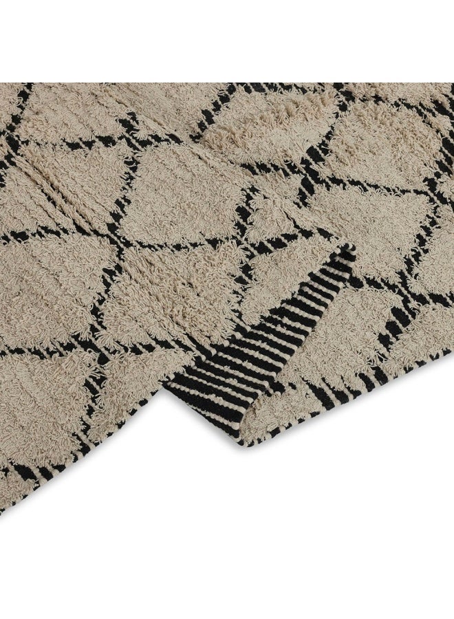 Oasis Intricate Handwoven Rug, Natural & Black - Small, 90X120 Cm