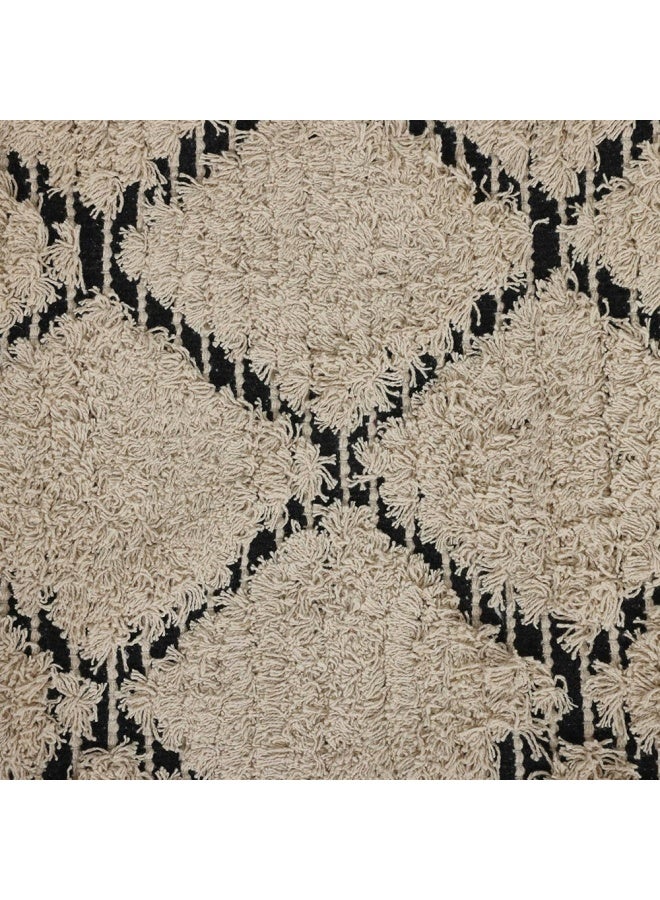 Oasis Intricate Handwoven Rug, Natural & Black - Small, 90X120 Cm