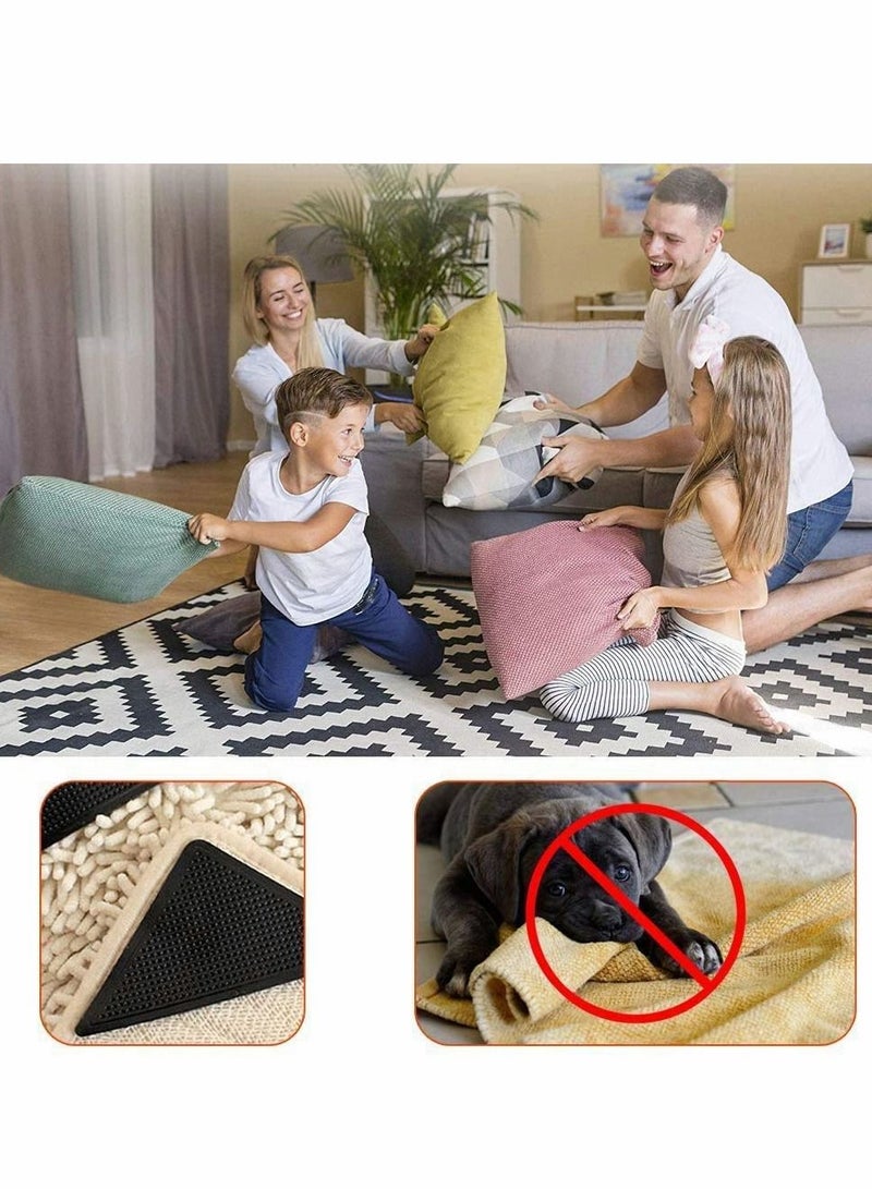 Non Slip Rug Grip 8 Pack Carpet Grippers For Carpeted, Floor Mats, Fixed Non-Slip Stickers, Effectively Prevent Slipping Super Glue Double sided Anti Car Mat