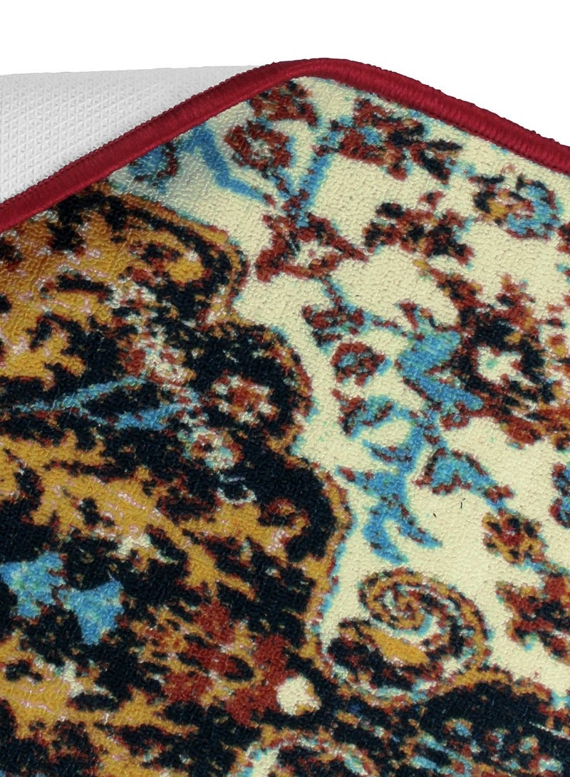 Story@Home Carpet For Bedroom, Area Washable Rugs For Bedroom, Kitchen Rug Moroccan Print (Blue And Cream, 60 X 150 Cm)