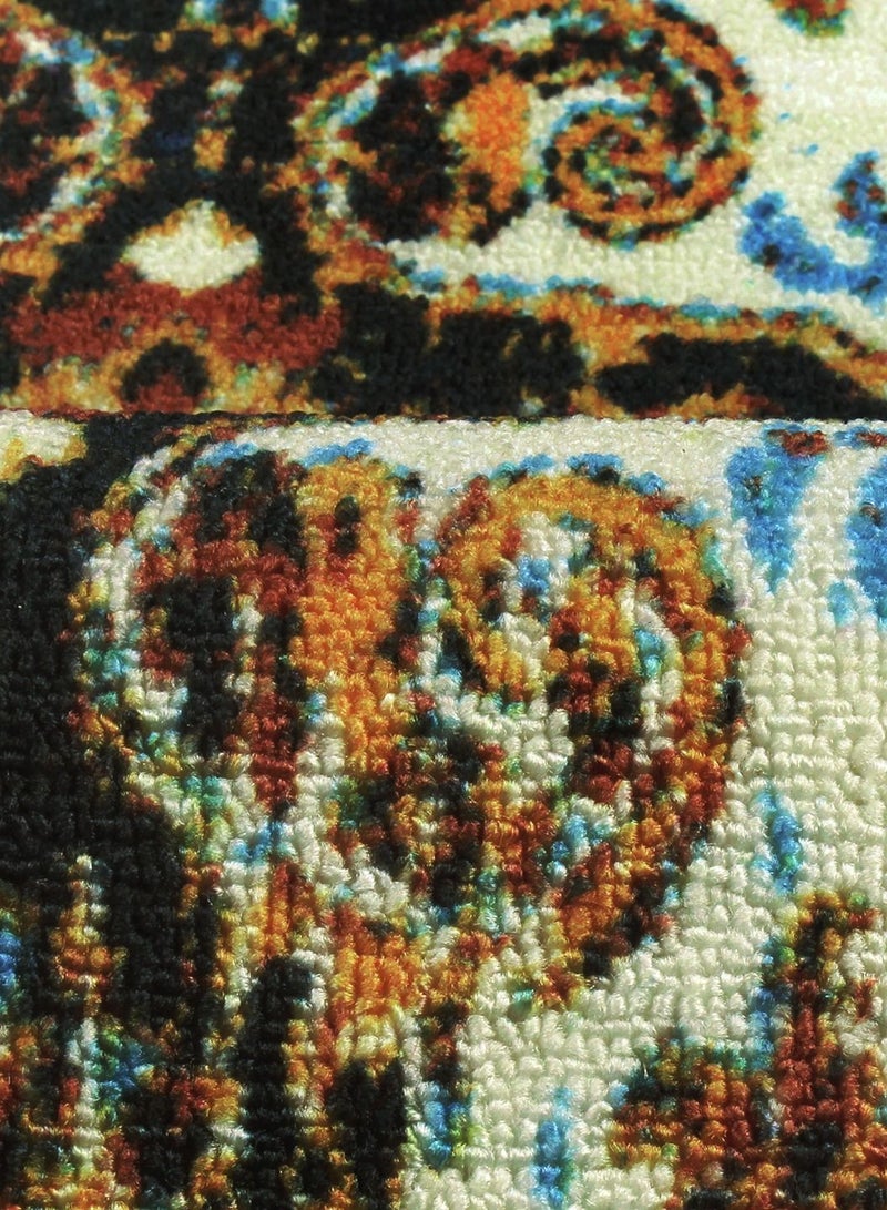 Story@Home Carpet For Bedroom, Area Washable Rugs For Bedroom, Kitchen Rug Moroccan Print (Blue And Cream, 60 X 150 Cm)