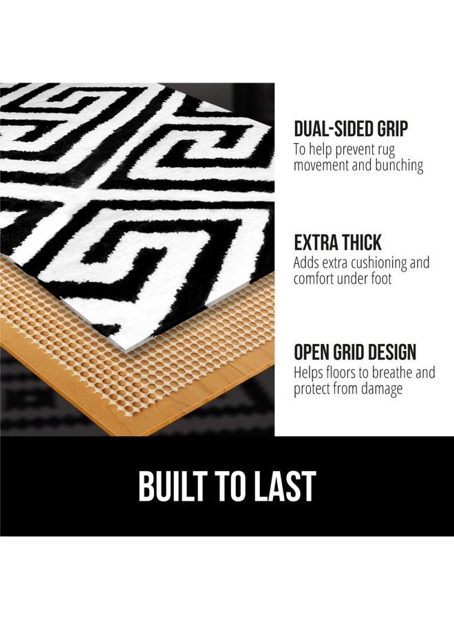 The Original Gorilla Grip Extra Strong Rug Pad Gripper Grips Keep Area Rugs In Place Thick Slip And Skid Resistant Pads For Hard Floors Under Carpet Mat Cushion And Hardwood Protection 4 Ft Round