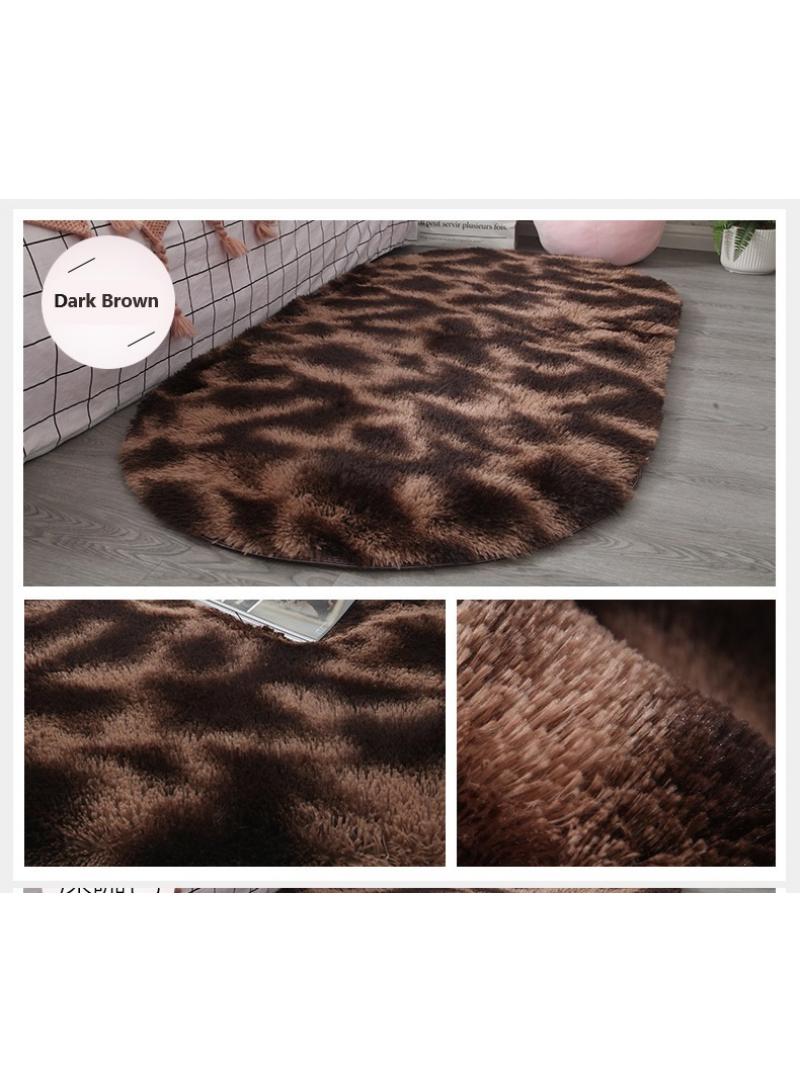 1-Piece Bedroom Carpet Oval Dark Brown 160 CM