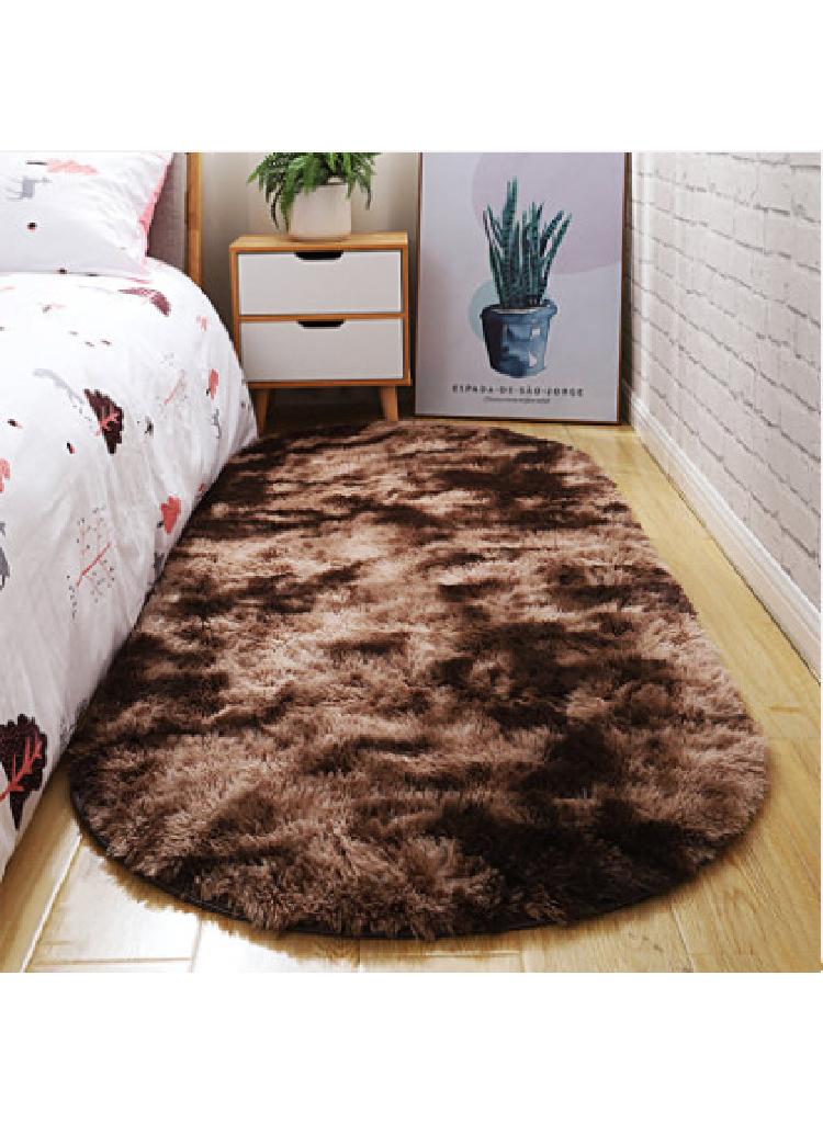 1-Piece Bedroom Carpet Oval Dark Brown 160 CM