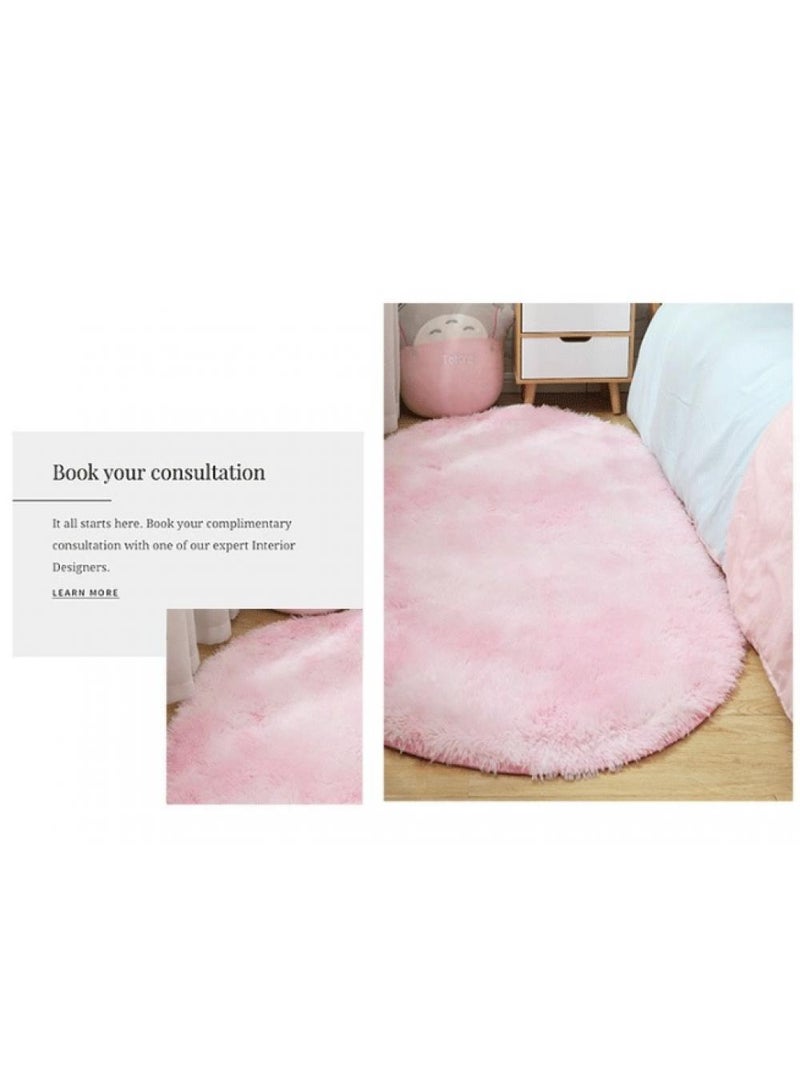 1-Piece Bedroom Carpet Oval Light Pink 160 CM
