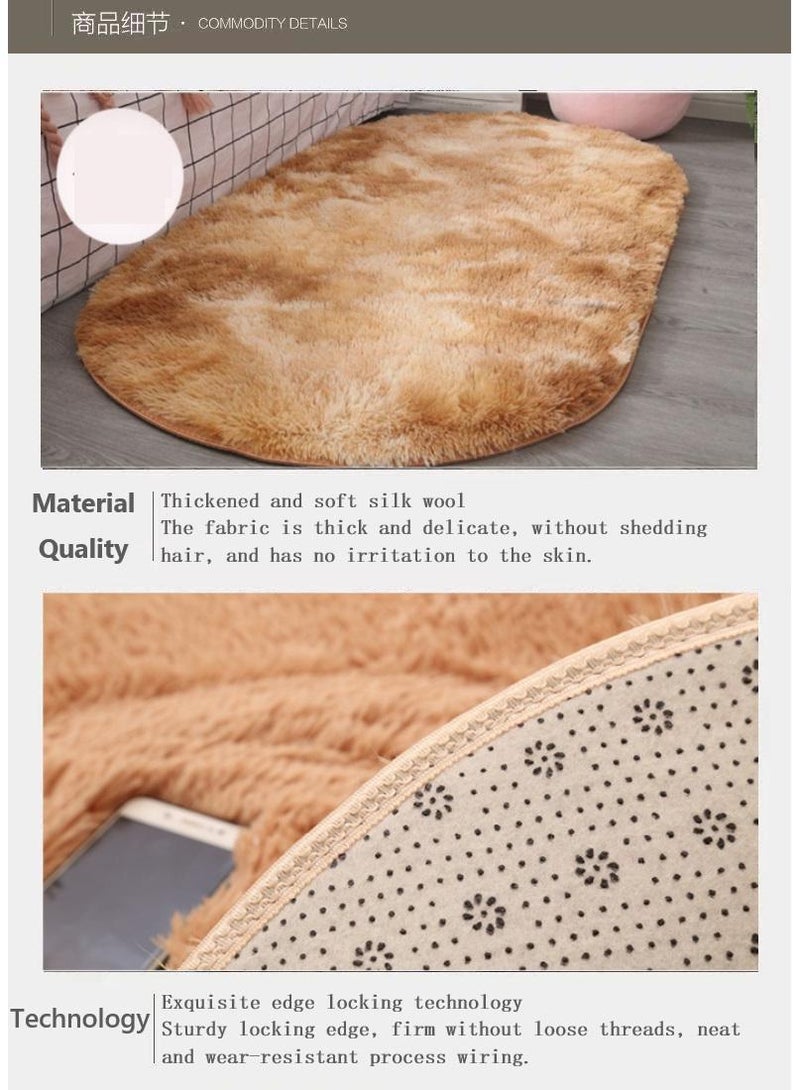 1-Piece Bedroom Carpet Oval Brown 160 CM