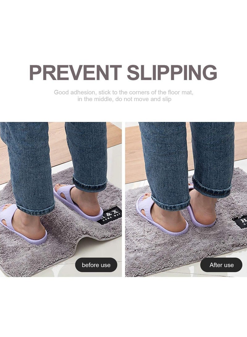 SYOSI Black L Shape Rug Gripper Tape 8 Pcs Double Sided Anti Curling Non Slip Reusable Pad for Hardwood Floors, Carpets, Floor Mats in Place & Make Corner Flat and Easily Peel Off