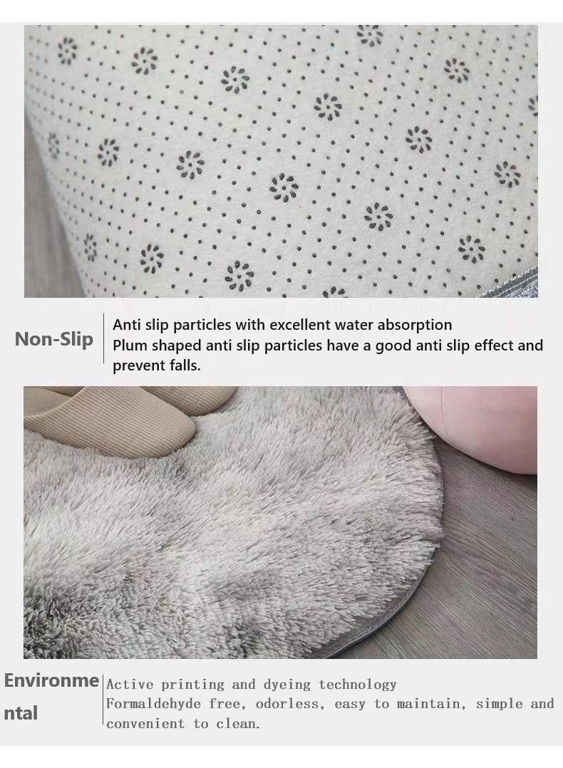 1-Piece Bedroom Carpet Oval Light Grey 160 CM