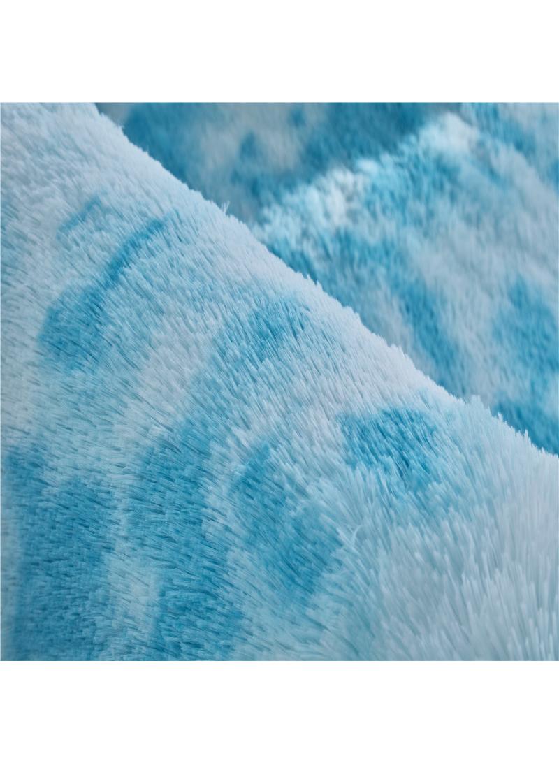 1-Piece Bedroom Carpet Oval Light Blue 160 CM