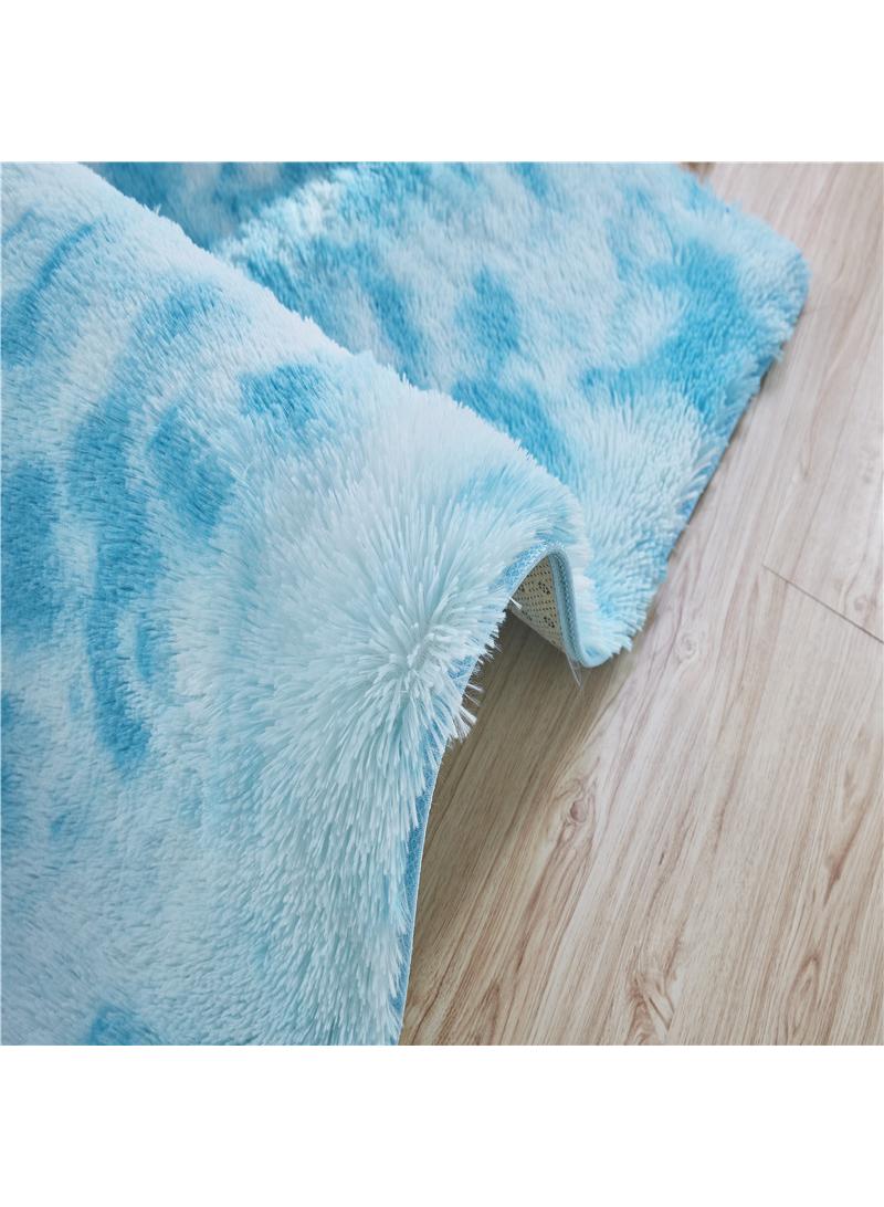 1-Piece Bedroom Carpet Oval Light Blue 160 CM
