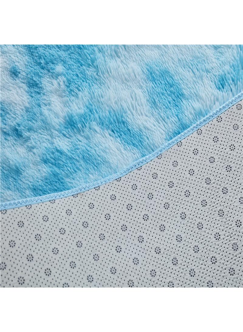 1-Piece Bedroom Carpet Oval Light Blue 160 CM