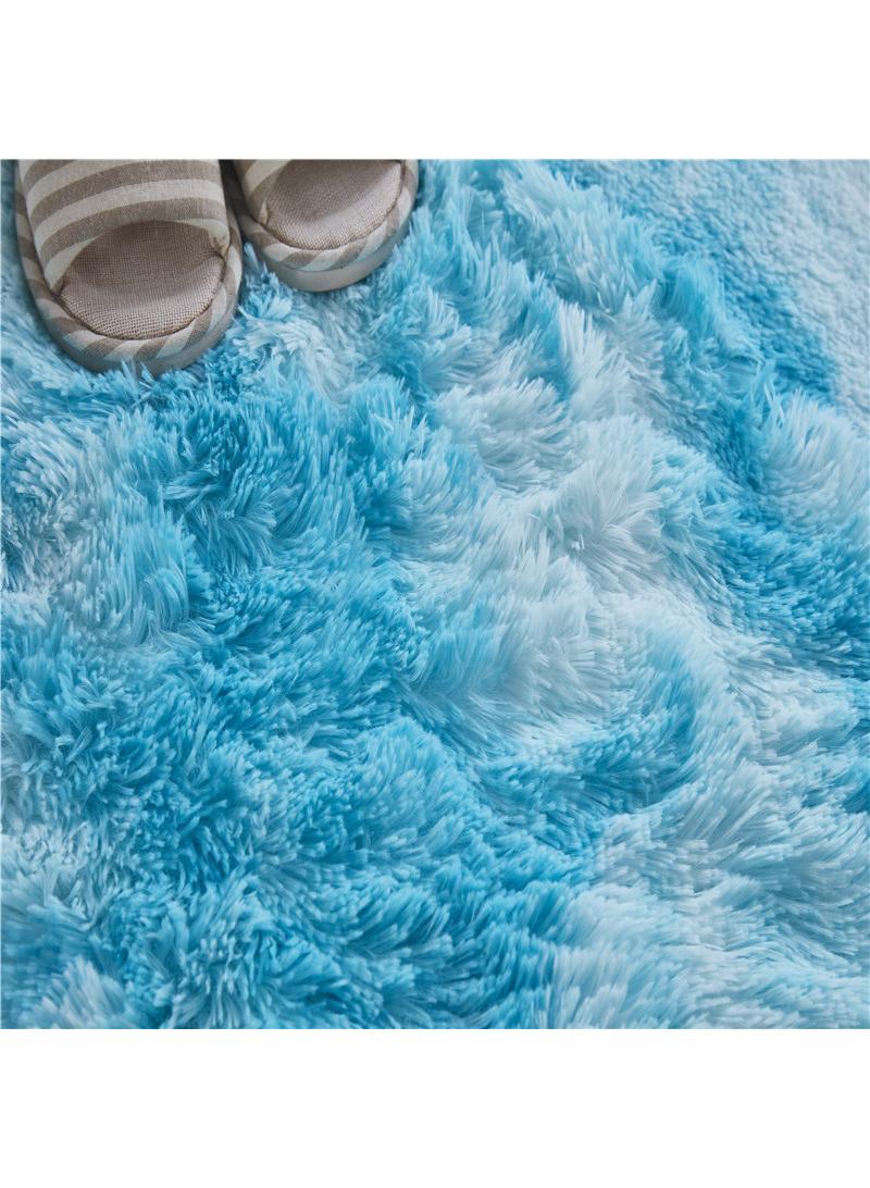 1-Piece Bedroom Carpet Oval Light Blue 160 CM