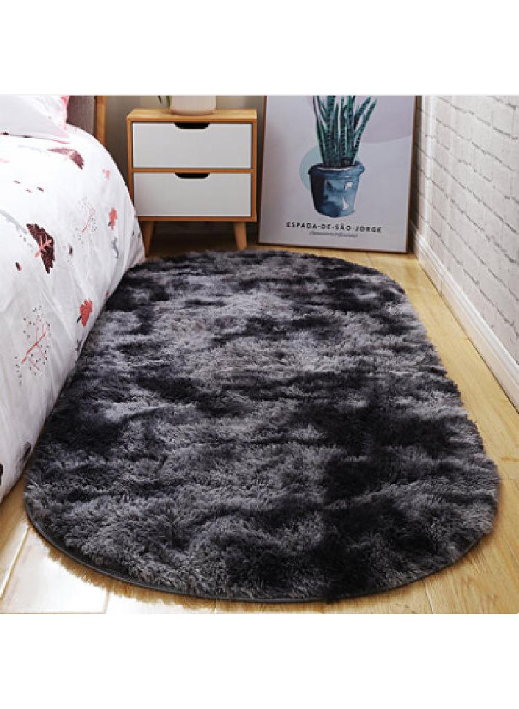1-Piece Bedroom Carpet Oval Dark Grey 160 CM