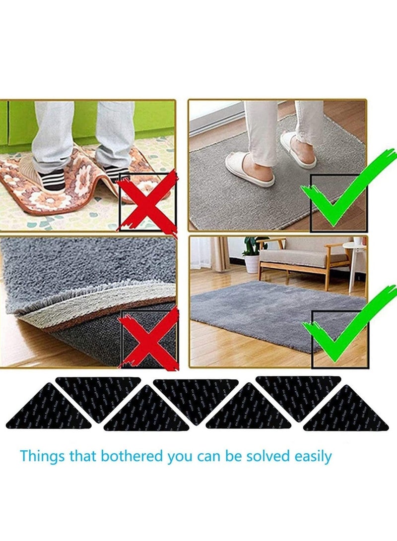 Rug Gripper Non Slip Pad for Area Rugs Skid Reusable Tape Corners Grippers Hardwood Floors Tile and Wall Keeping Your in Place Making Corner Flat 12PCS
